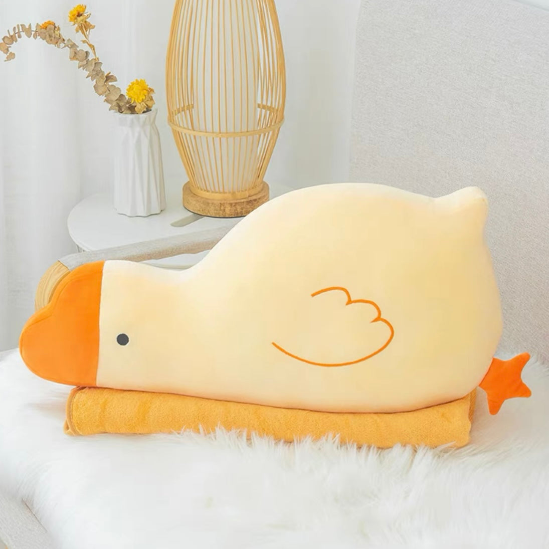 Kawaii Soft Stuffed Duckie Hanging Legs Seat Cushion Plush - Peachymart